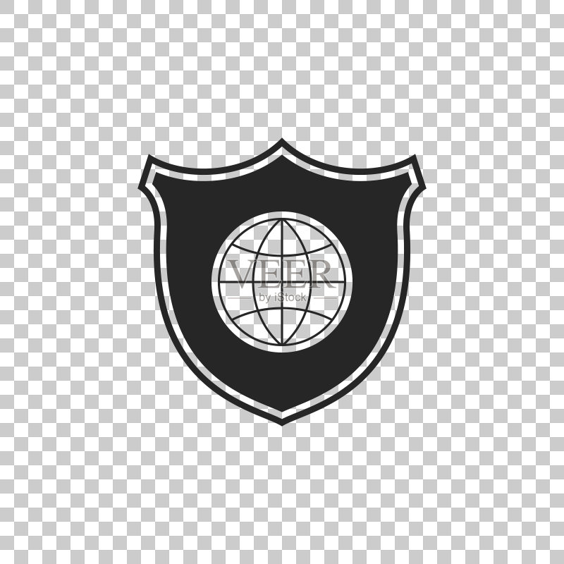 带有世界地球图标的盾牌图标素材