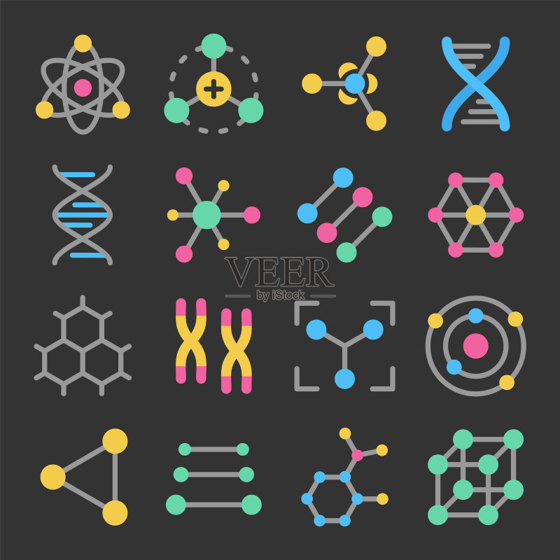 彩色原子分子DNA染色体图标素材