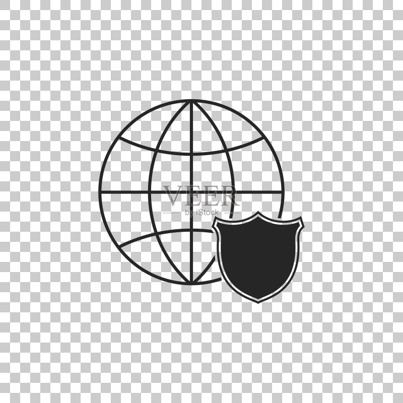 带有世界地球图标的盾牌图标素材