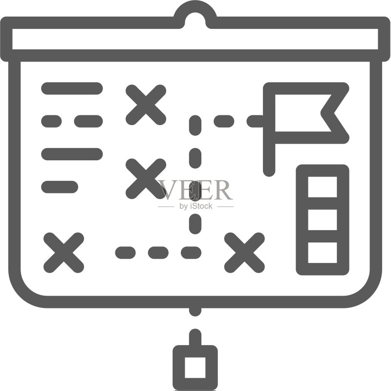 带有演示图表的投影幕布线条图标素材