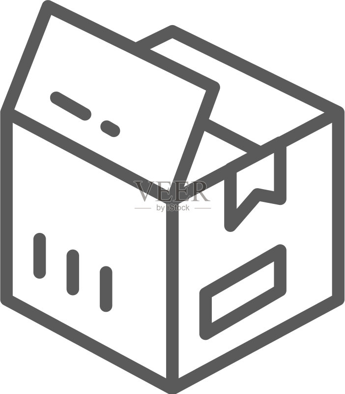 打开的盒子包裹递送线性图标图标素材