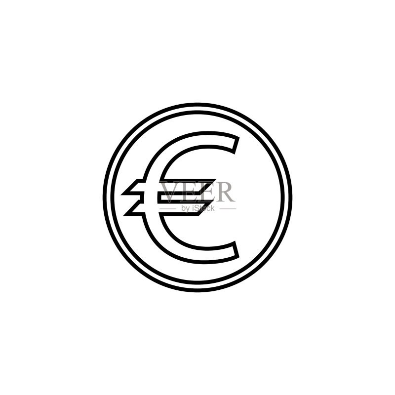 欧元硬币线条图标金融与商业图标素材