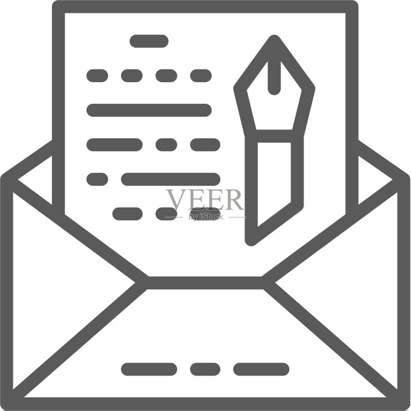信封主题免抠手写信件线条图标图标素材