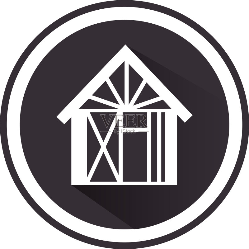 单色圆形房屋图标图标素材