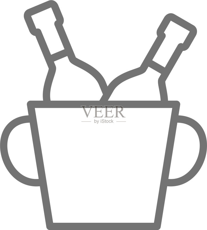 两瓶香槟线条图标图标素材