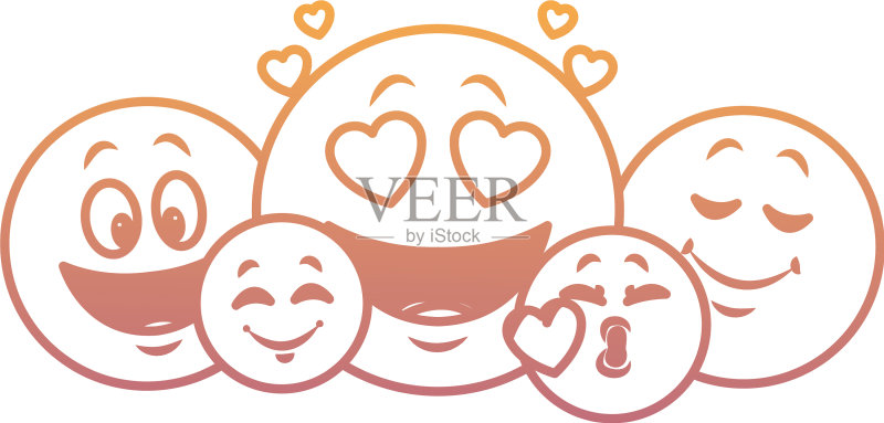聊天表情符号彩虹线条图标素材