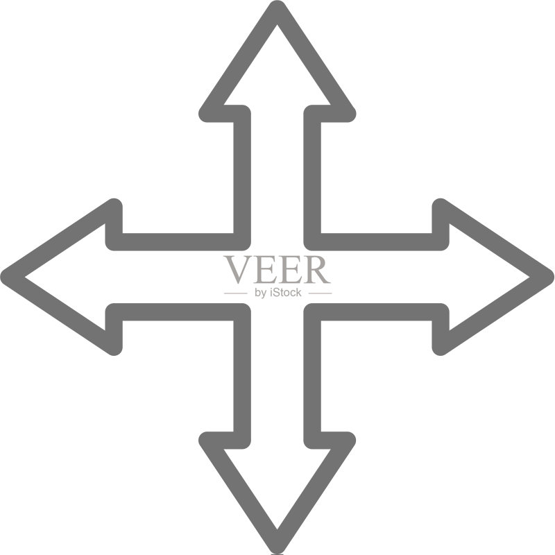 指向不同方向的四向箭头图标素材