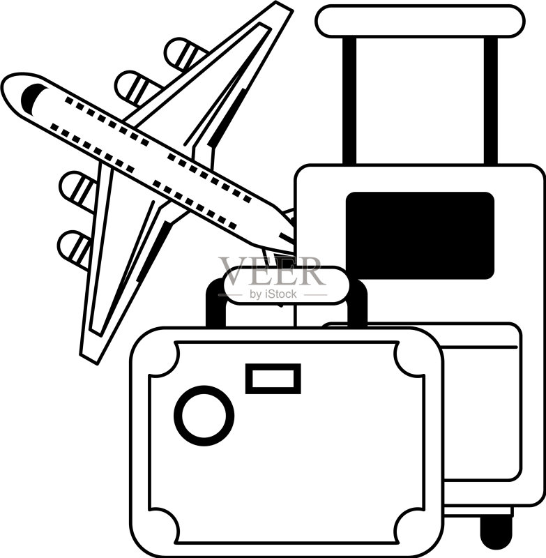 黑白旅行和度假符号图标素材