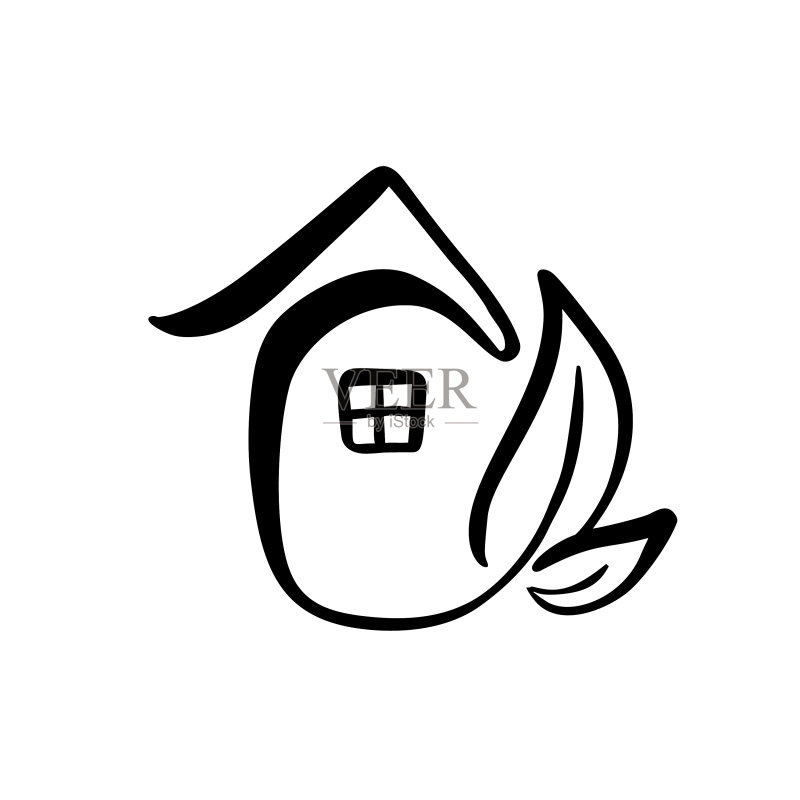 环保房屋树叶简约书法自然图标素材