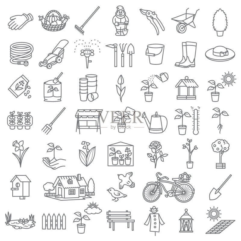 园艺工具图标集图标素材