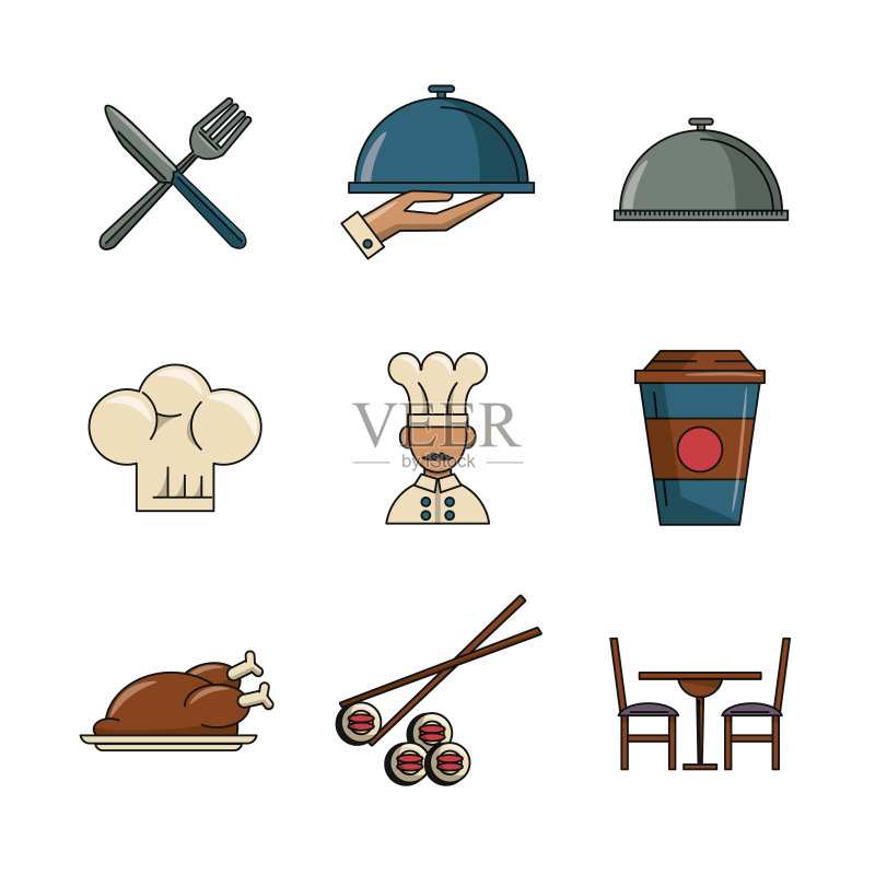 餐厅美食图标集合图标素材