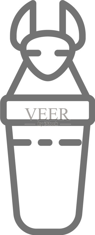 古埃及石棺与卡诺皮克罐线条图标素材