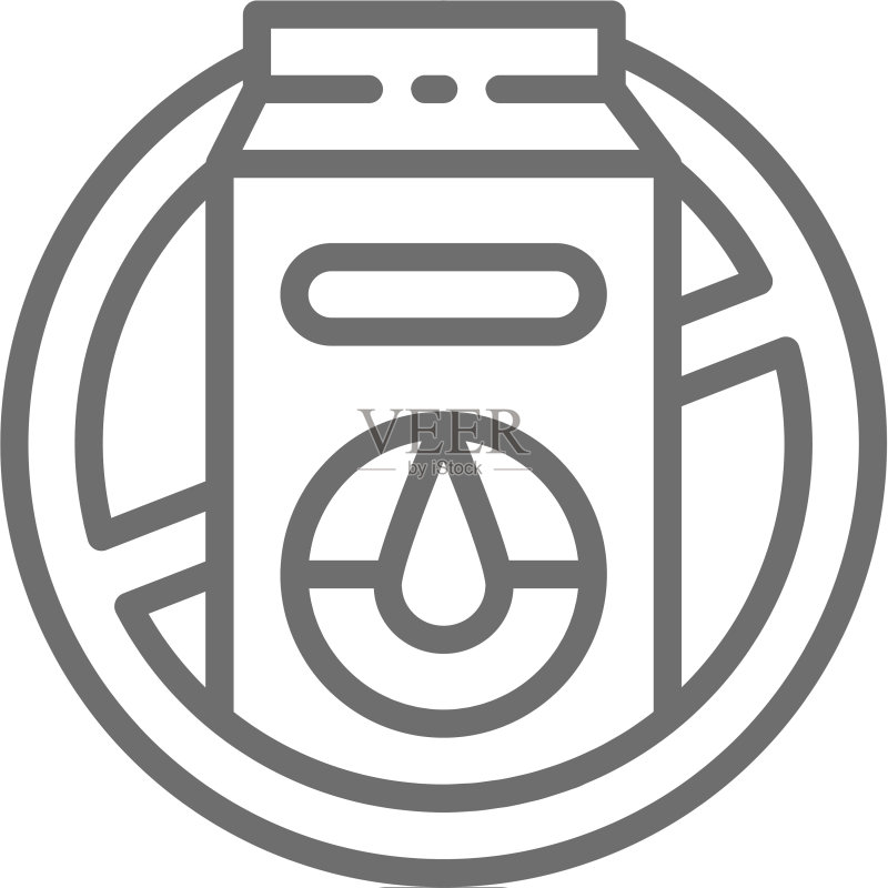 带有牛奶包装乳糖的禁止标志图标素材