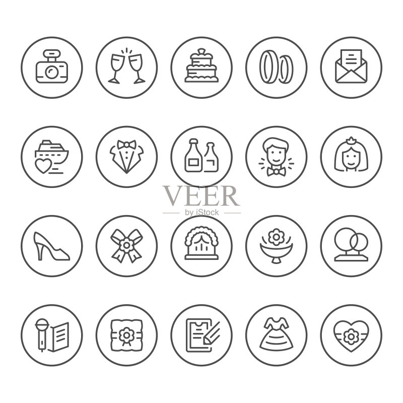 圆形婚礼线条图标素材图标素材