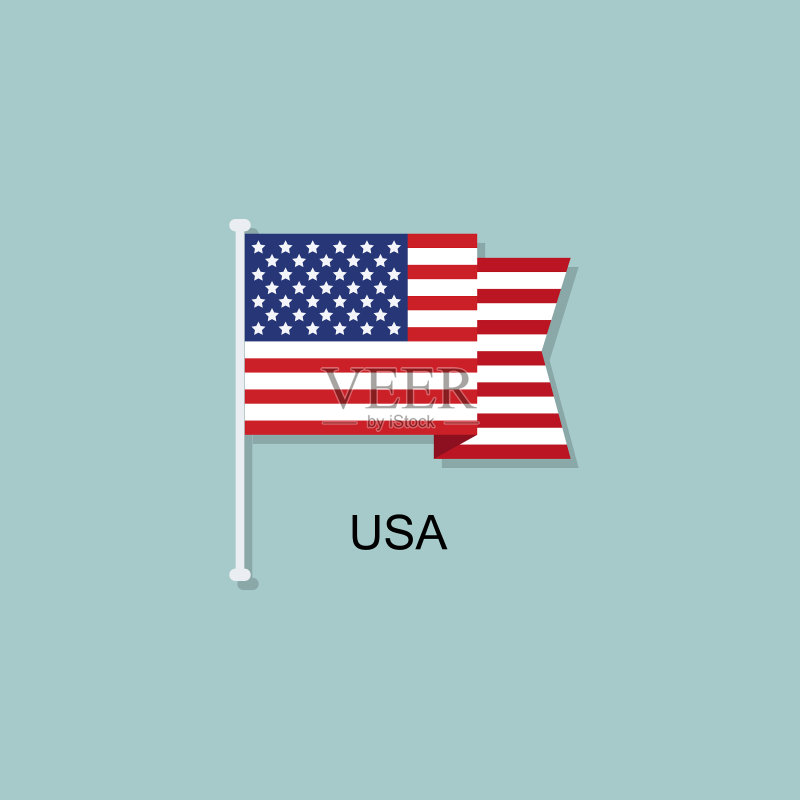 美国国旗抽象扁平设计图标图标素材