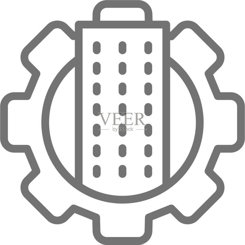 带有齿轮的科技城市建筑图标素材