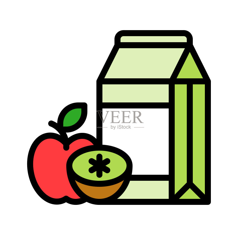 可编辑描边的果汁盒饮料填充图标图标素材