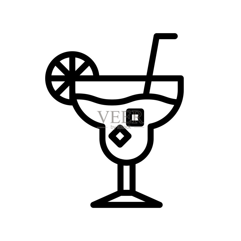 鸡尾酒饮品线条风格图标图标素材