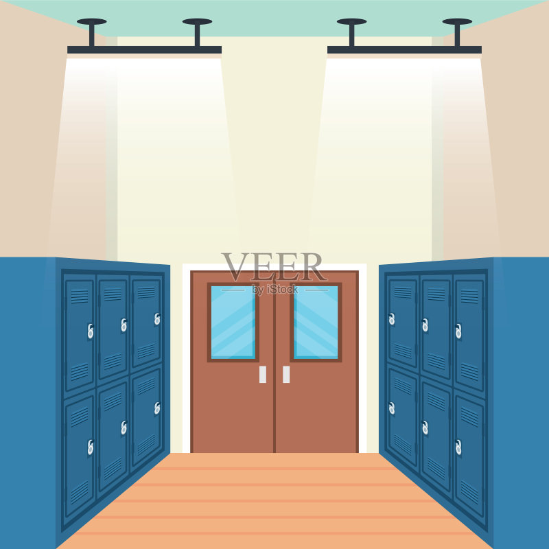 学校走廊的储物柜图标素材