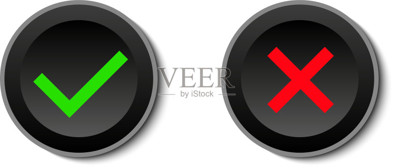 白色背景上的“是”和“否”按钮图标素材