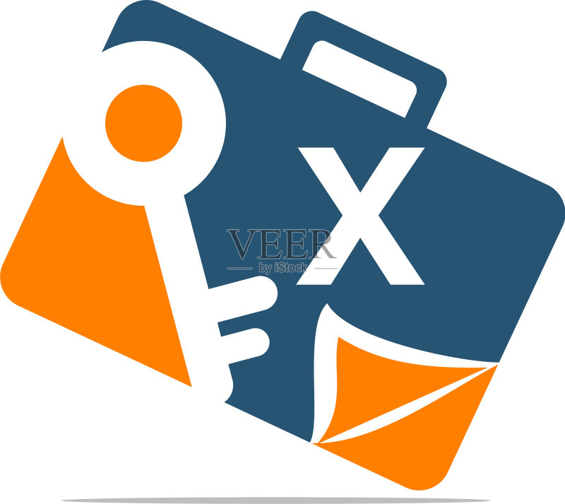 公文包钥匙文件首字母X图标素材