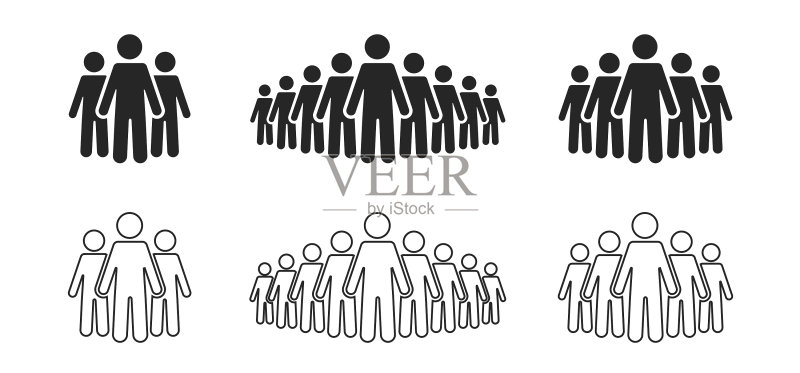 人物图标集合简笔画人群图标图标素材