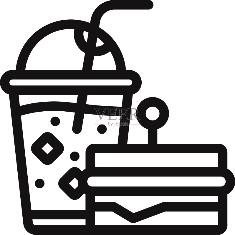 带饮料图标的三明治图标素材