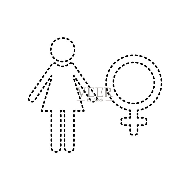 黑色虚线女性标志图标素材