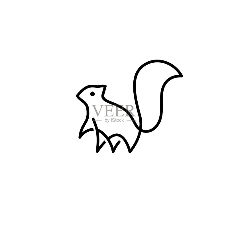 松鼠logo图标连续线条轮廓图标素材