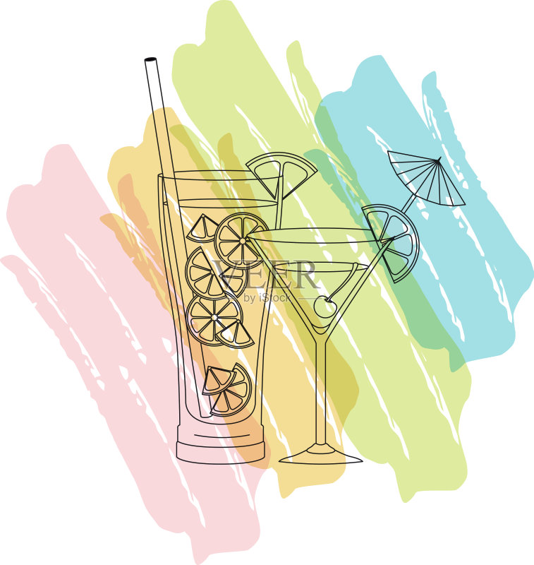 设置杯子鸡尾酒图标图标素材