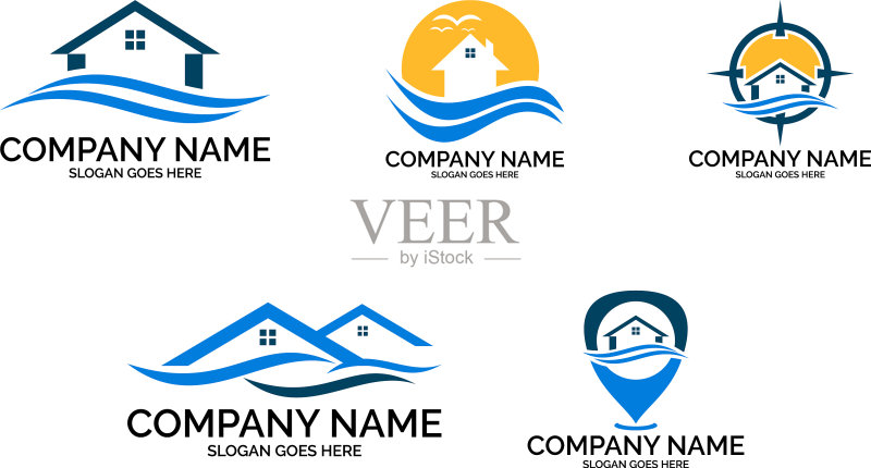 海滨别墅logo设计模板合集图标素材