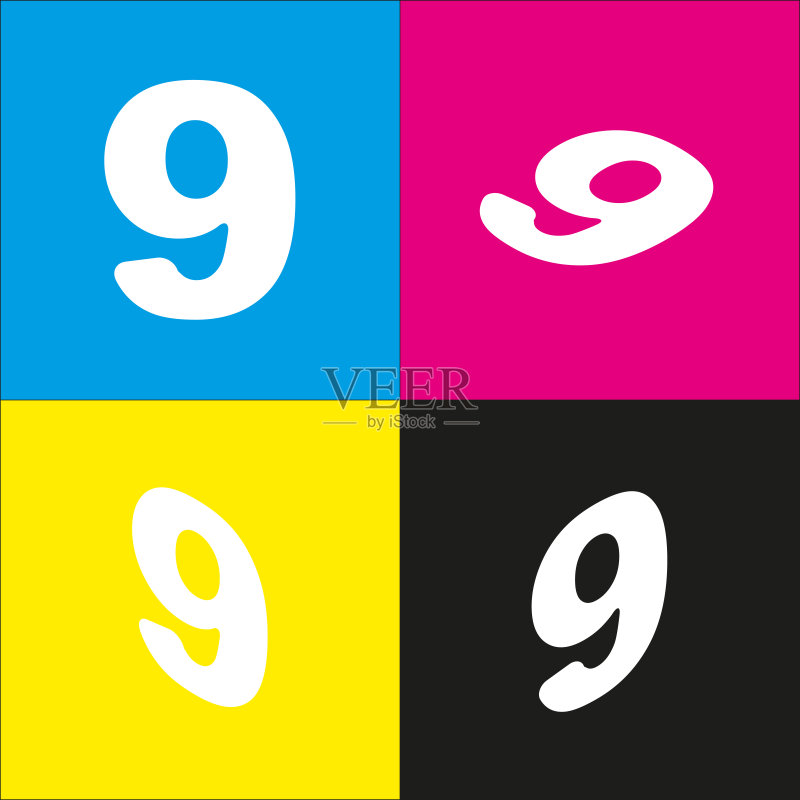 数字9符号设计模板元素图标素材
