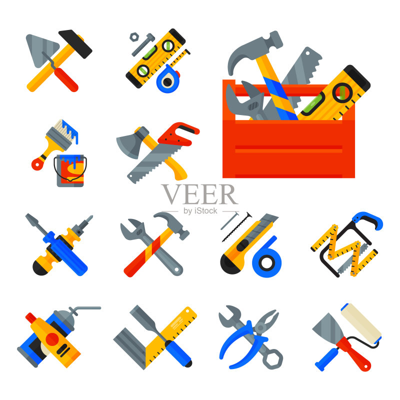 房屋维修工具施工图标图标素材