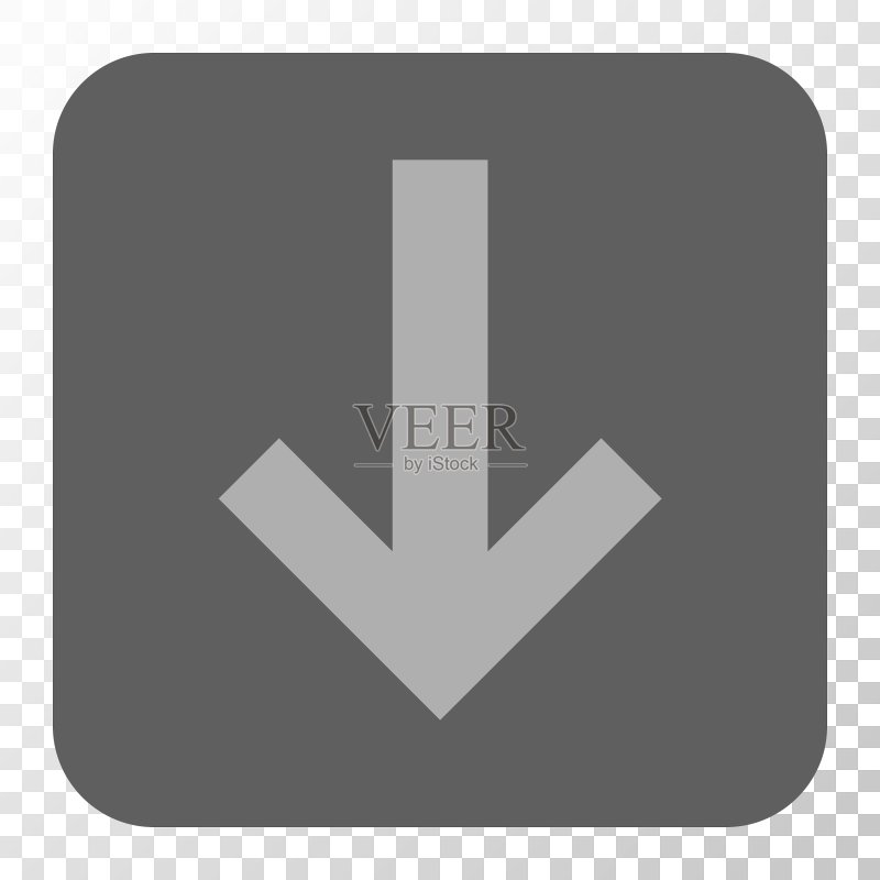 箭头向下圆角正方形按钮图标素材