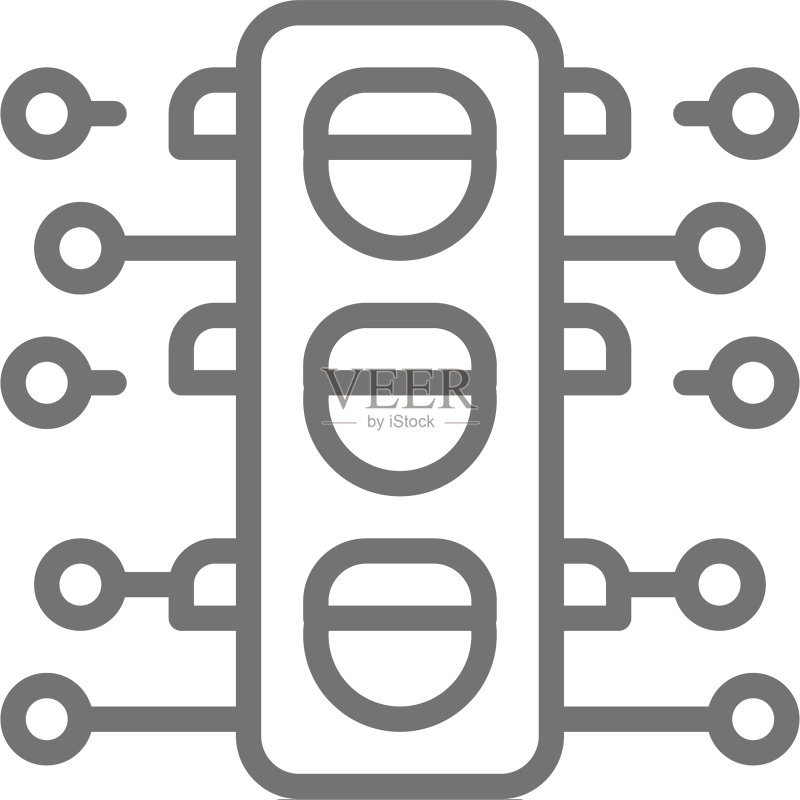 智能交通灯线性图标图标素材