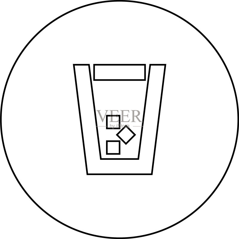 圆形轮廓中的冰块玻璃黑色图标图标素材