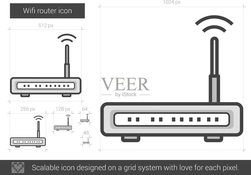 Wifi路由器线性图标图标素材