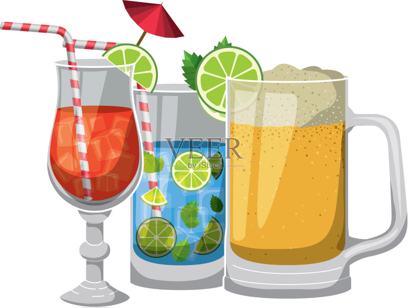 设置杯子鸡尾酒图标图标素材