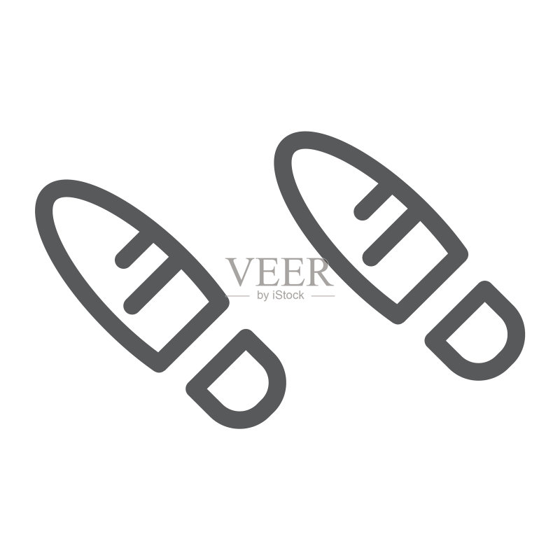 脚印线条图标:鞋子和足迹图标素材