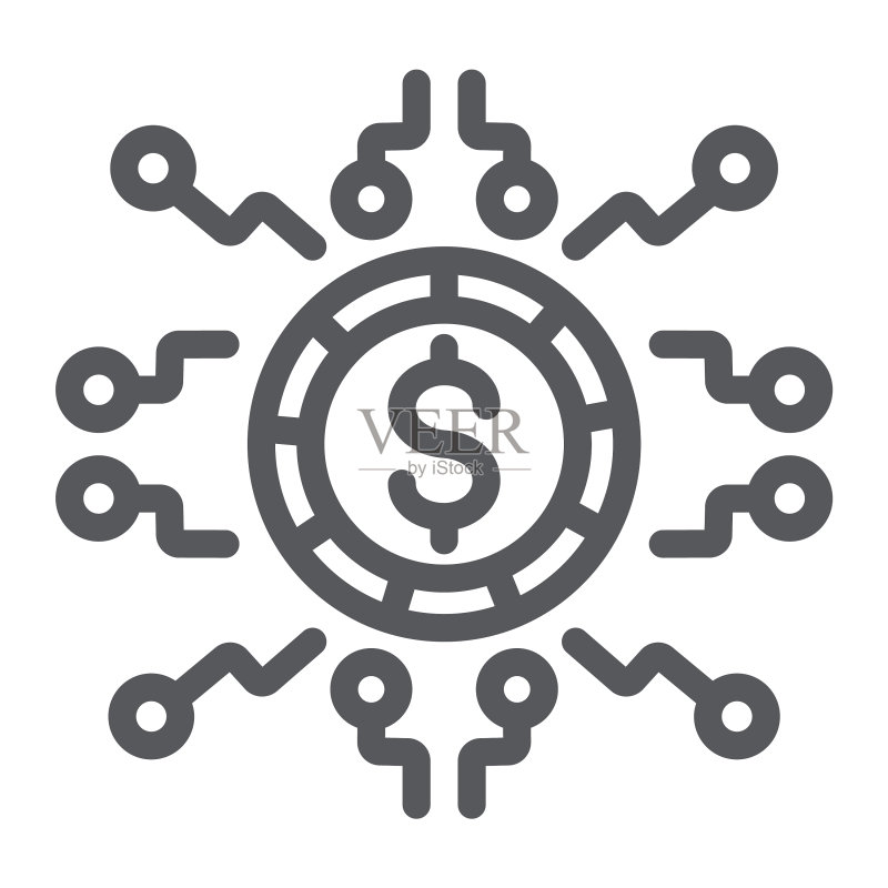 数字货币金融银行线性图标图标素材