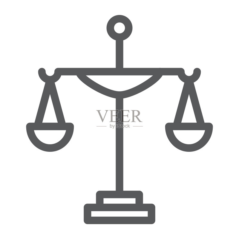 正义线条图标法庭与法律天平标志图标素材