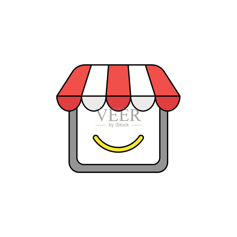 带有微笑嘴巴的商店图标概念图标素材