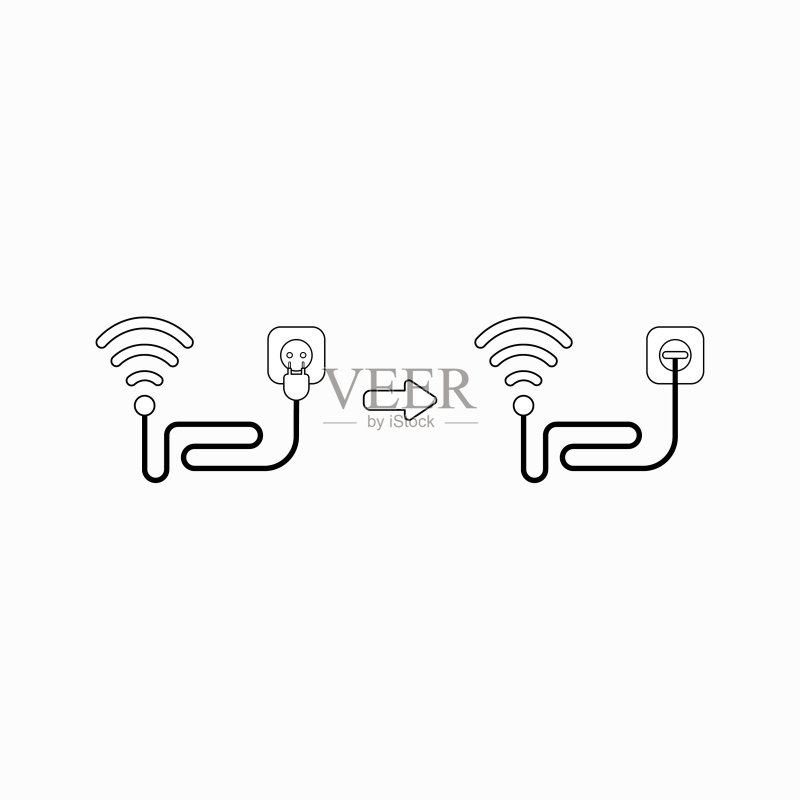 带电缆的无线网络符号图标概念图标素材