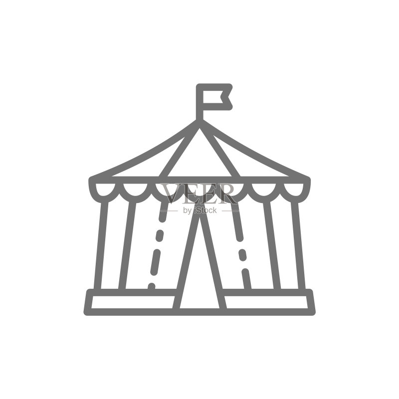 马戏团帐篷游乐园线性图标图标素材