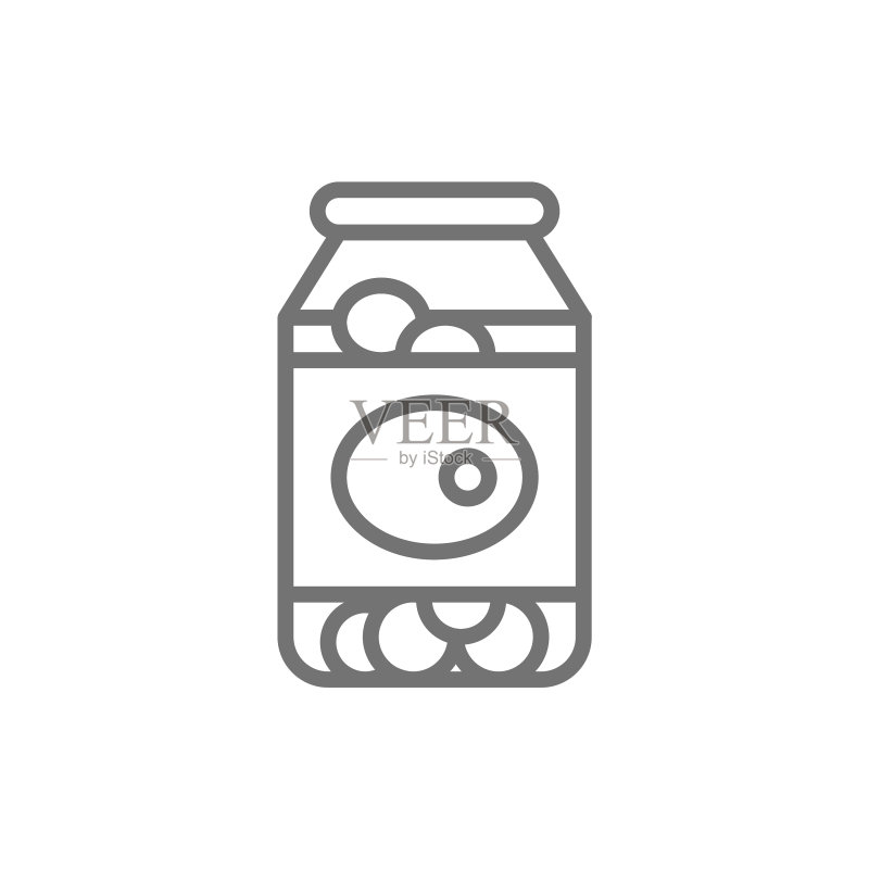 玻璃罐装橄榄线性图标图标素材