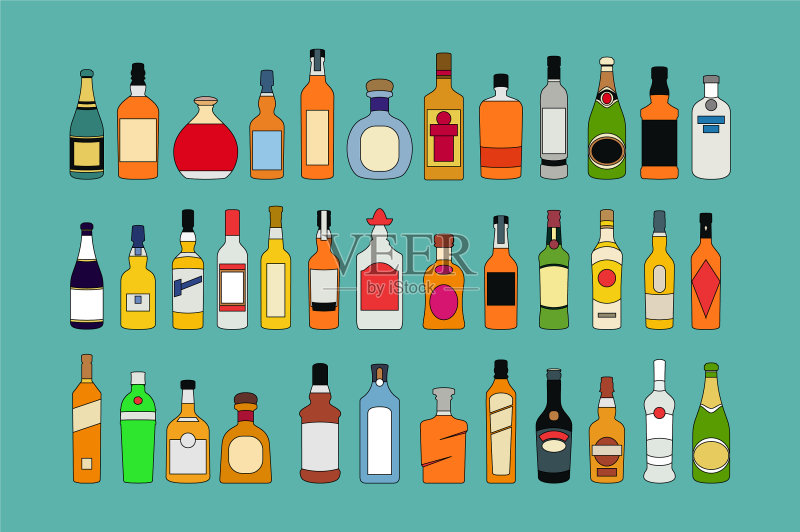 酒精瓶线条图标扁平设计图标素材