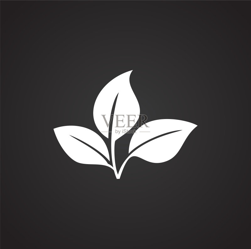 黑色背景上的树叶图标,用于图形和网页设计图标素材