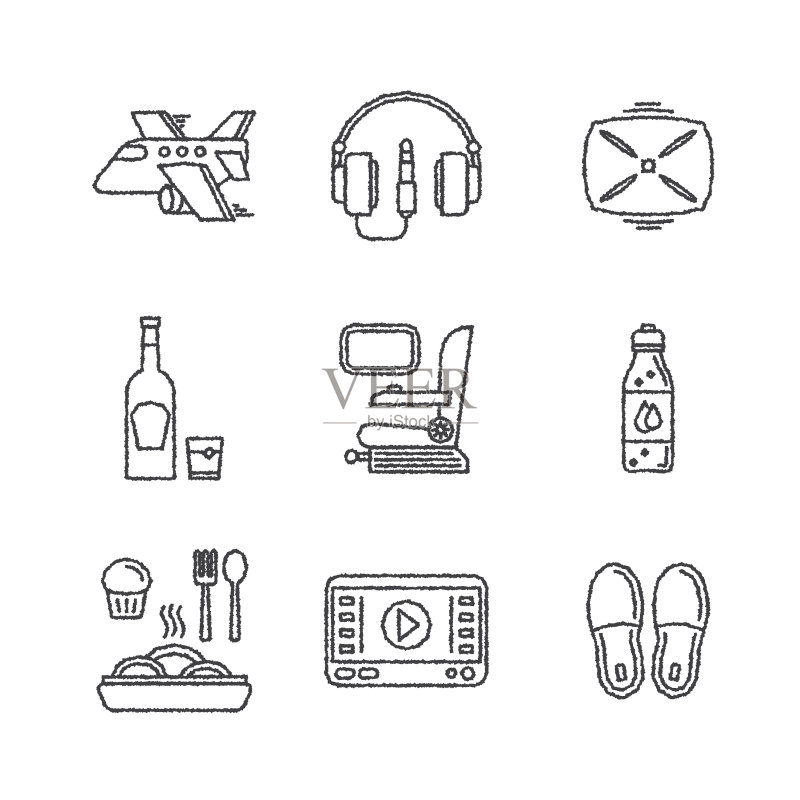 素描风格的旅行图标素材图标素材