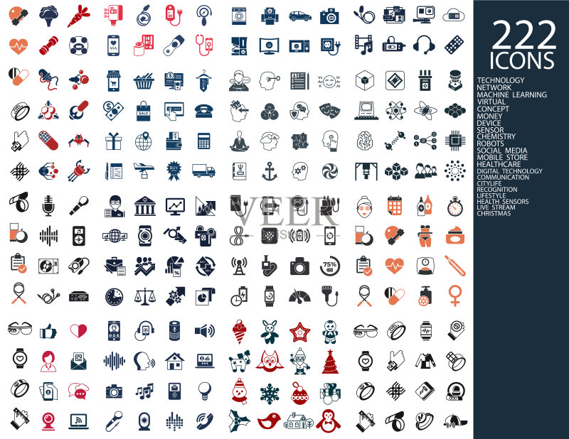 数字222个简约图标集图标素材
