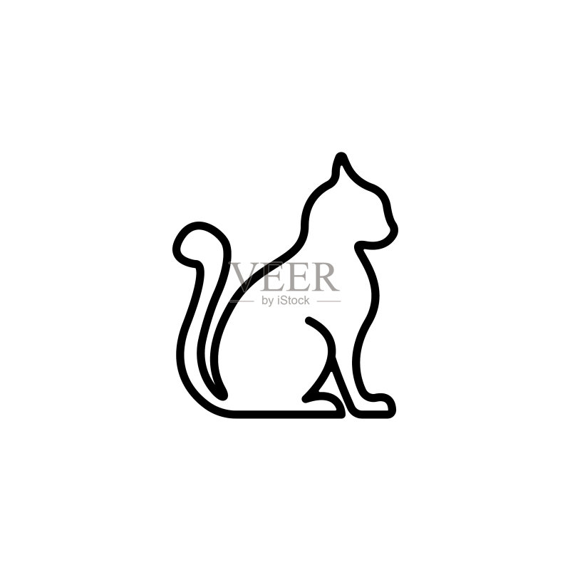 网页线性图标:猫的轮廓图标素材